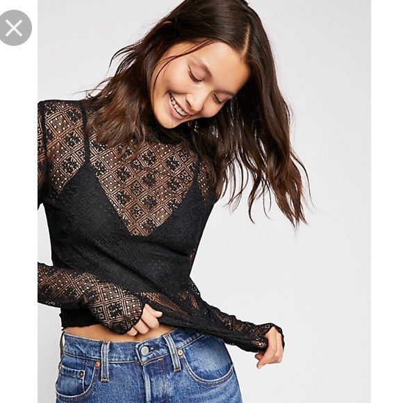 Free People Tops - Free People Sweet Memories Sheer Lace Top S